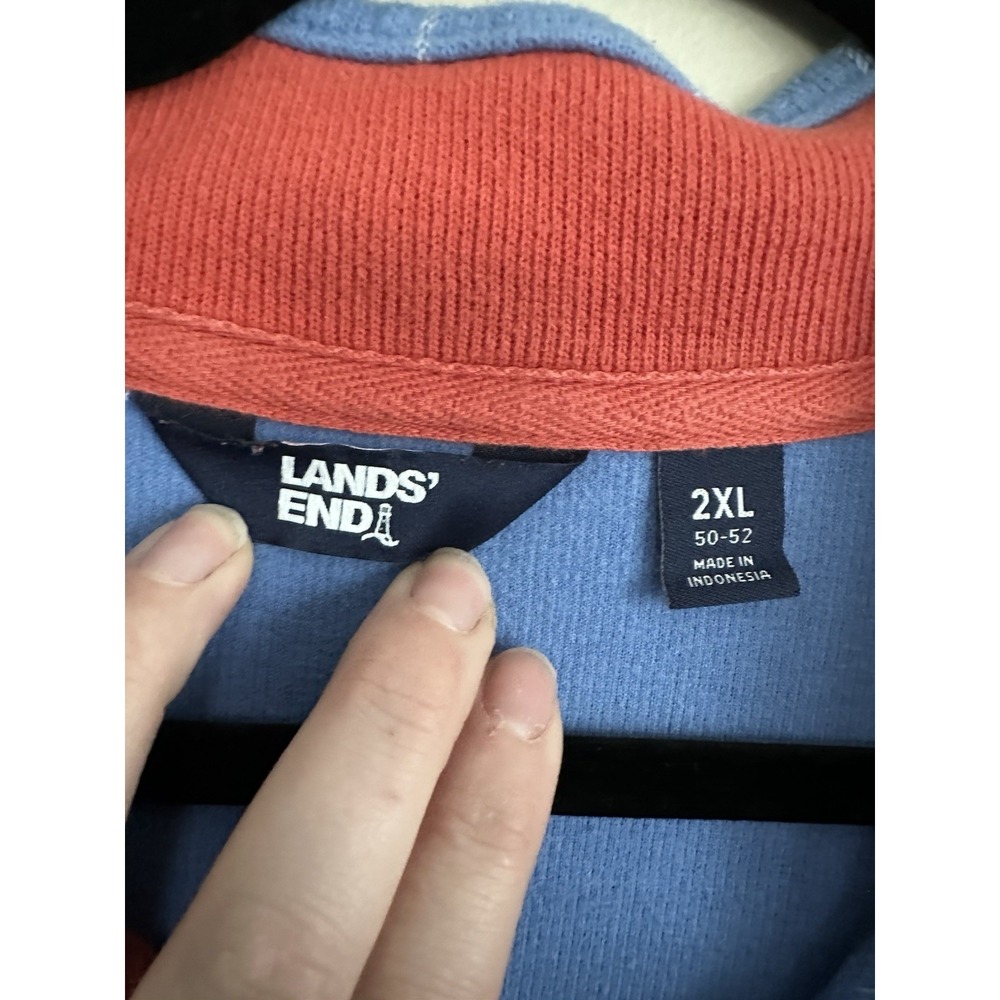 SET OF 2 Lands End Pullover Mens 2XL Blue Pink Plaid Sweater Quarter 1/4 Zip - Picture 13 of 16